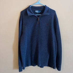 RL POLO Vintage Oversized Quarter-Zip pull over men’s large gray cotton